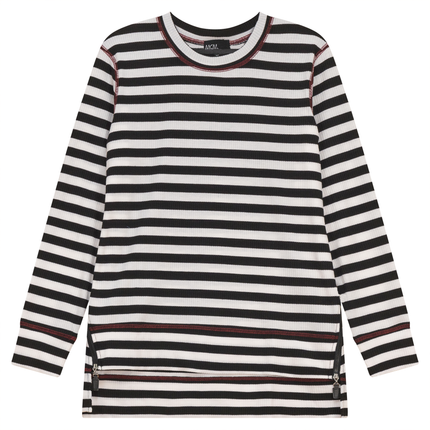 Striped Maternity Zip Top