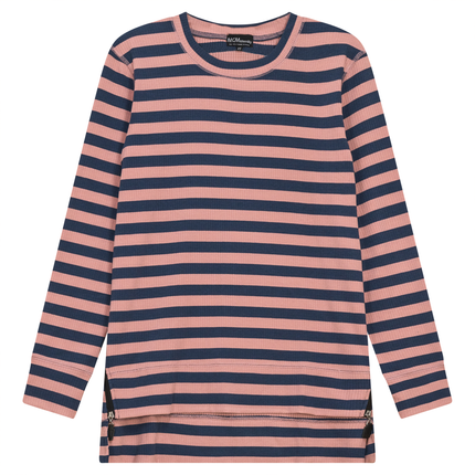 Striped Maternity Zip Top