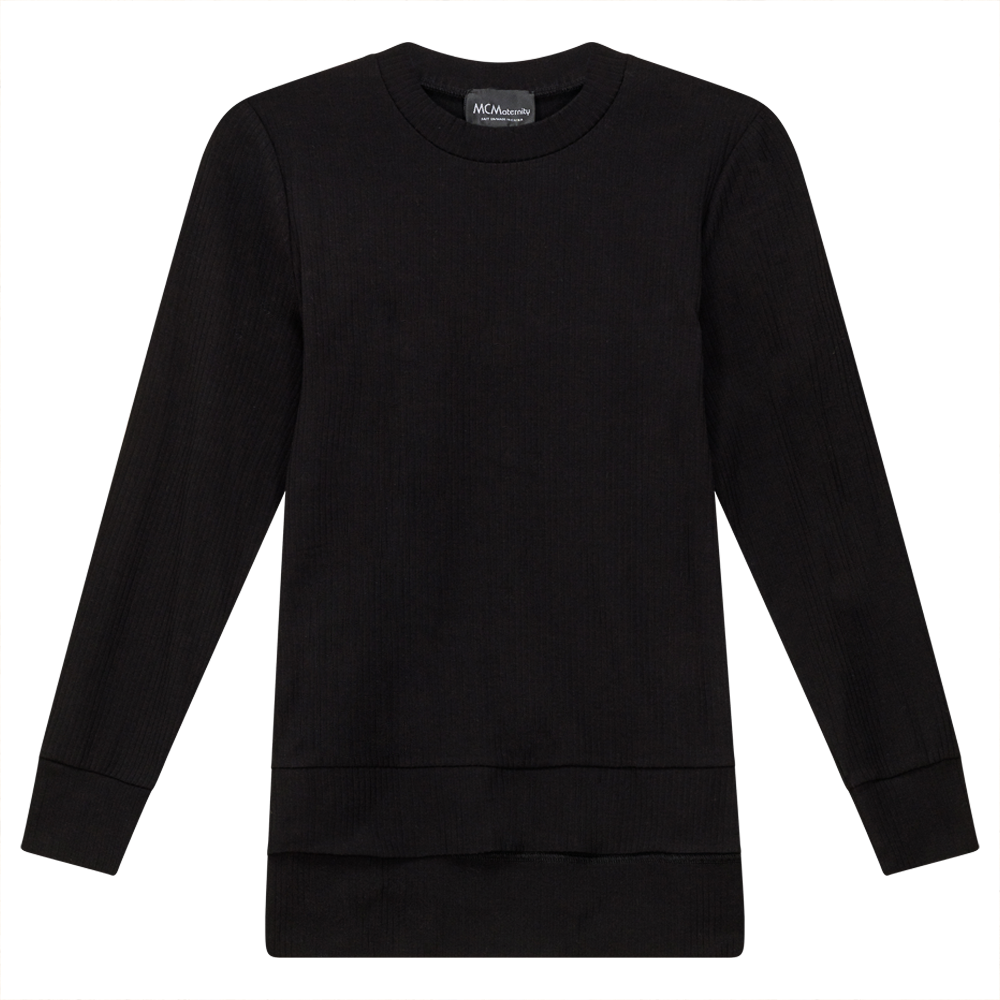 Ribbed Maternity Zip Top