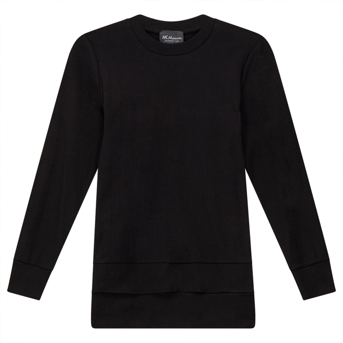 Ribbed Maternity Zip Top