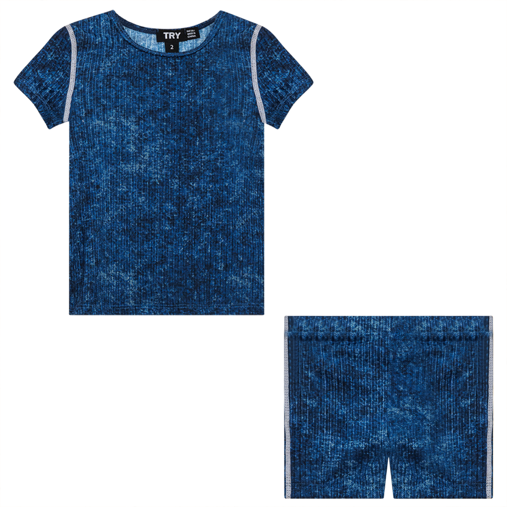 Distressed Rib 2Pc Swim Set