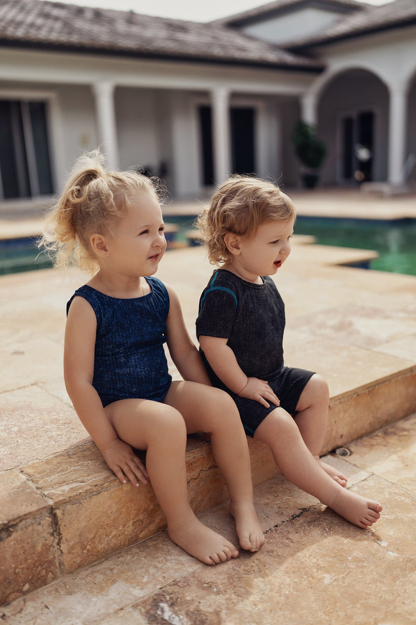 Distressed Rib Swimsuit