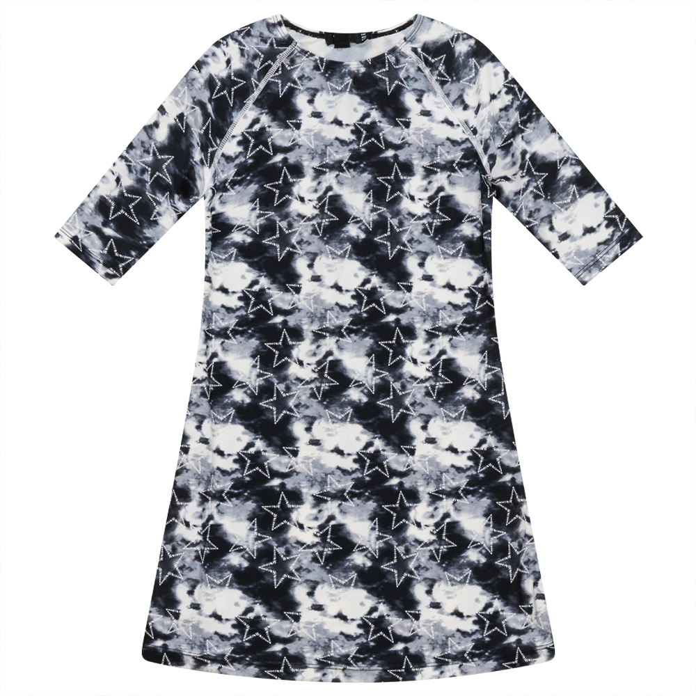 Tie Dye Heart and Star Print Swim Dress