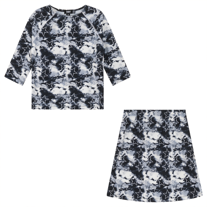 Tie Dye Heart and Star Print 2Pc Swim Set