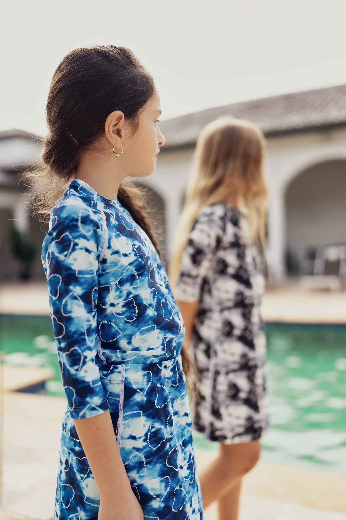 Tie Dye Heart and Star Print 2Pc Swim Set