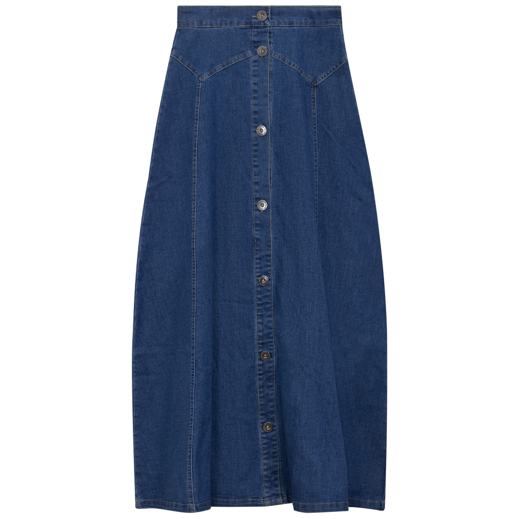 Maxi Denim A Line Button Down Skirt