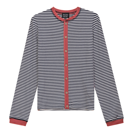 Striped Ribbed Contrast Cardigan