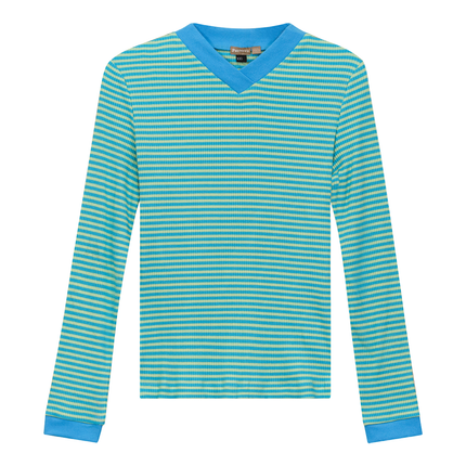 Striped V Neck Contrast Tee