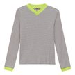 Striped V Neck Contrast Tee