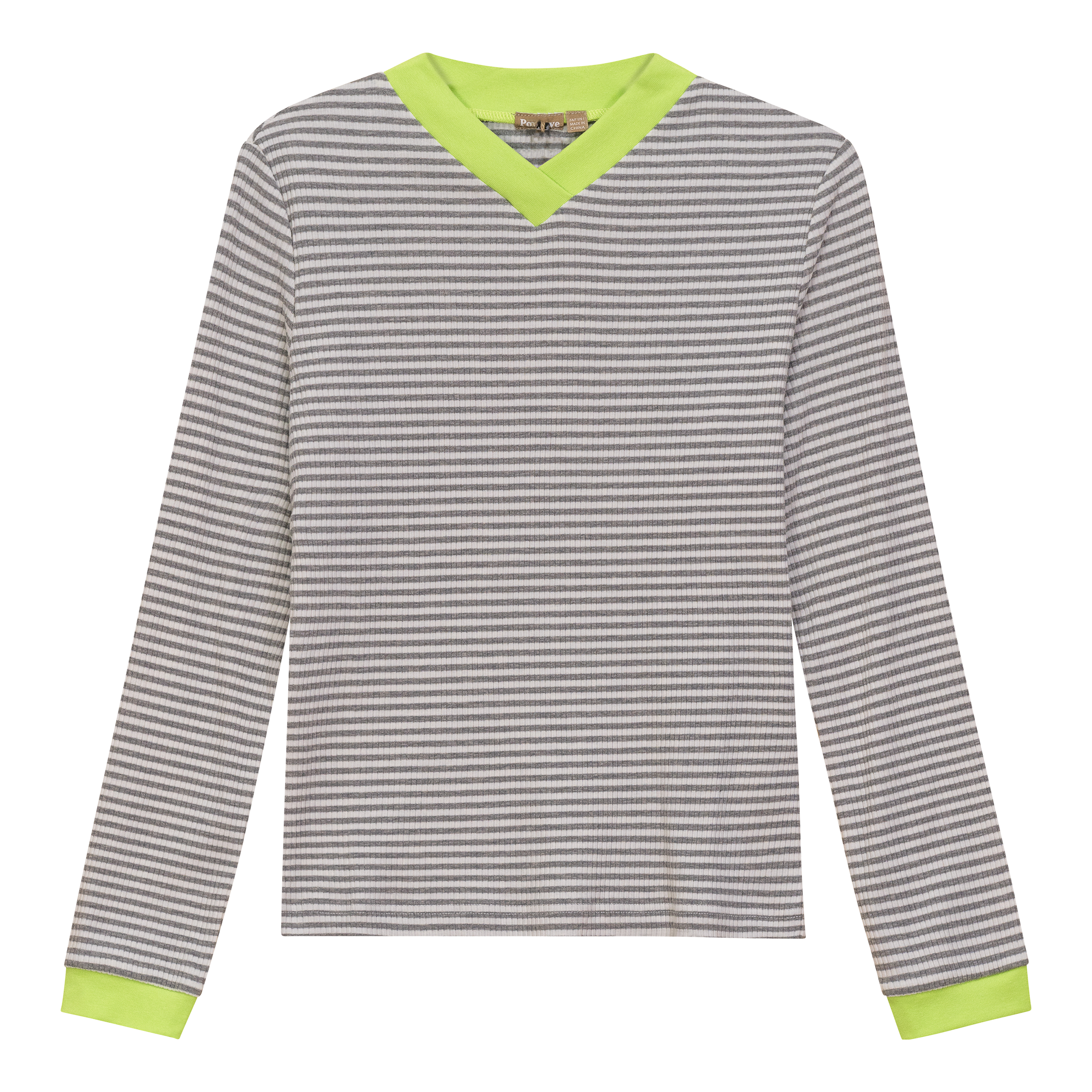 Striped V Neck Contrast Tee