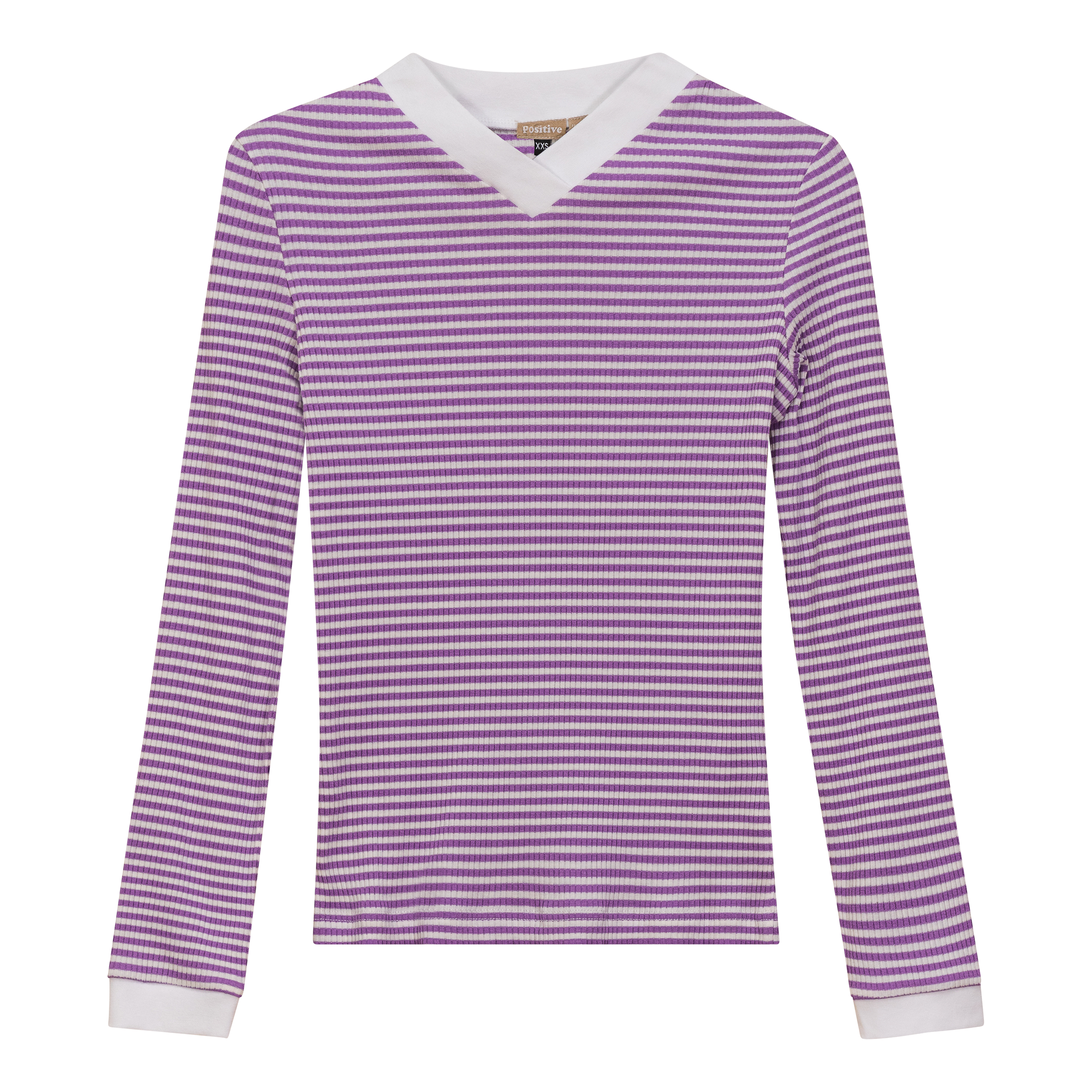 Striped V Neck Contrast Tee