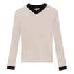 Striped V Neck Contrast Tee