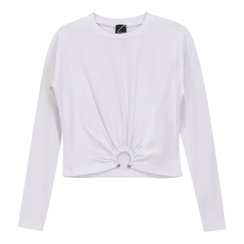 Cropped Gathered Ring Tee