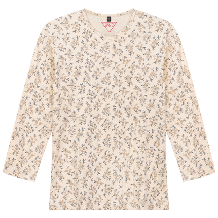 Ribbed V Neck Printed Tee