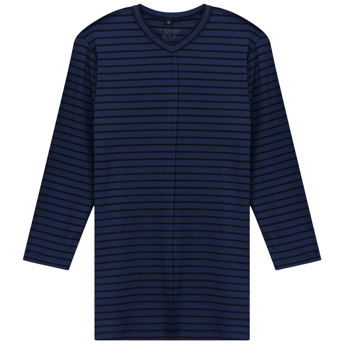 Striped Ribbed V Neck Tee