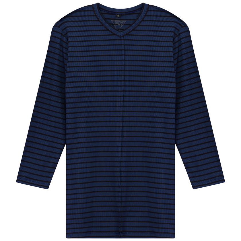 Striped Ribbed V Neck Tee