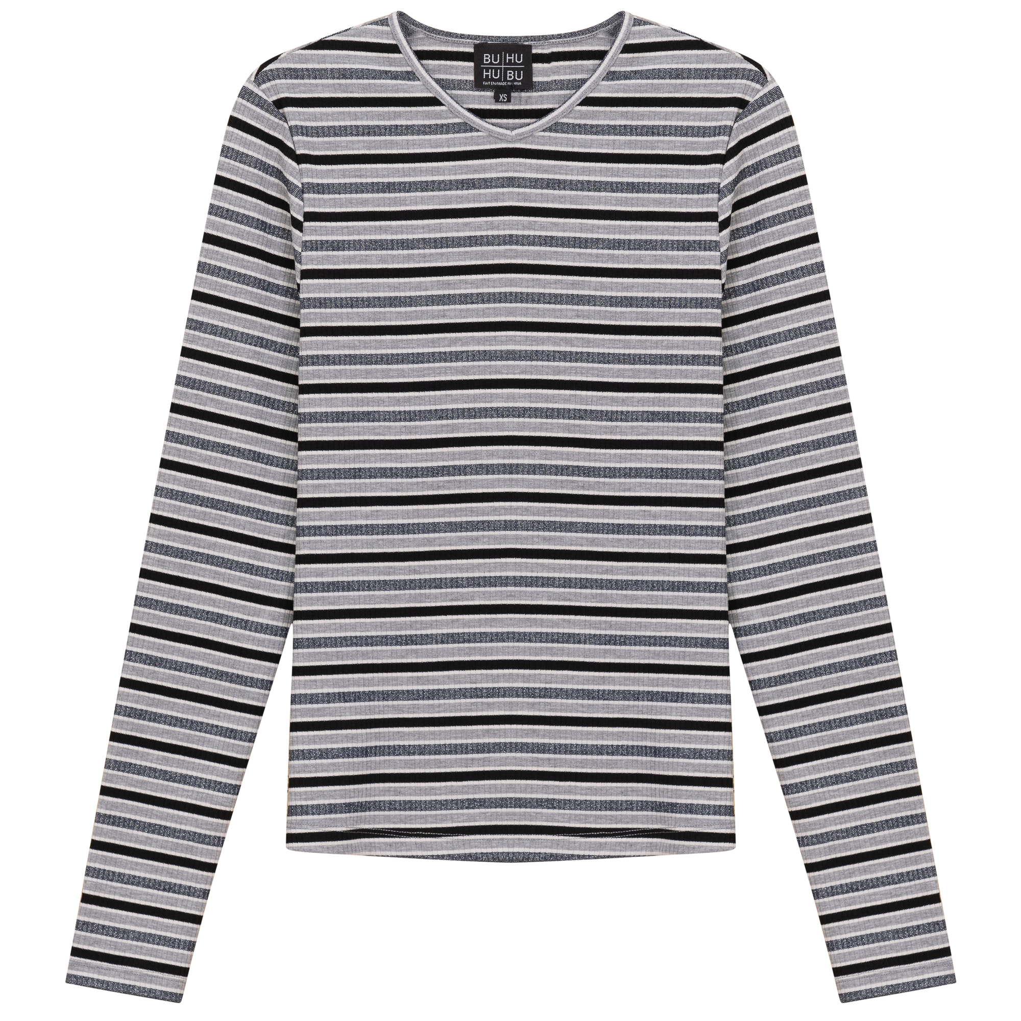 Striped Metalic V Neck Tee