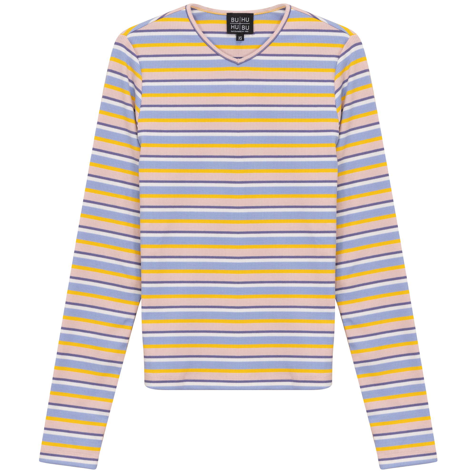 Striped Metalic V Neck Tee