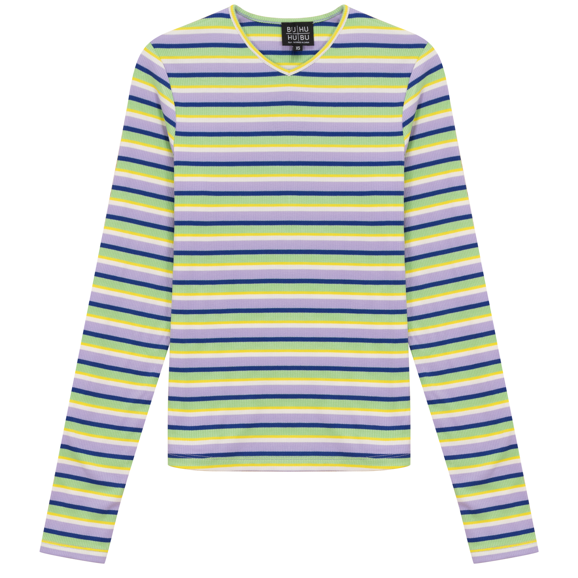 Striped Metalic V Neck Tee