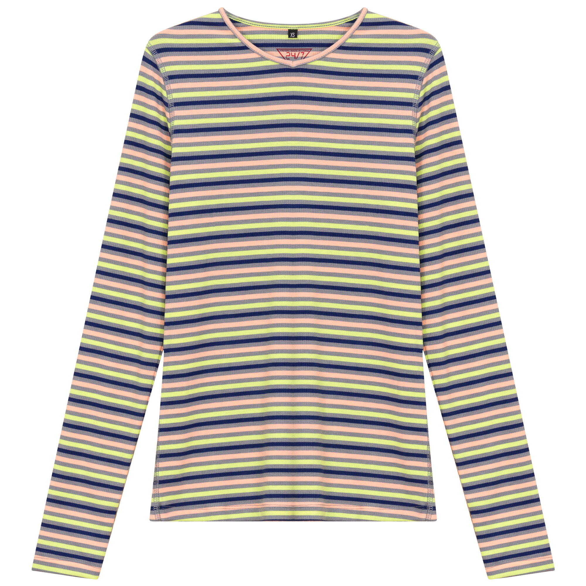 Striped V Neck Tee