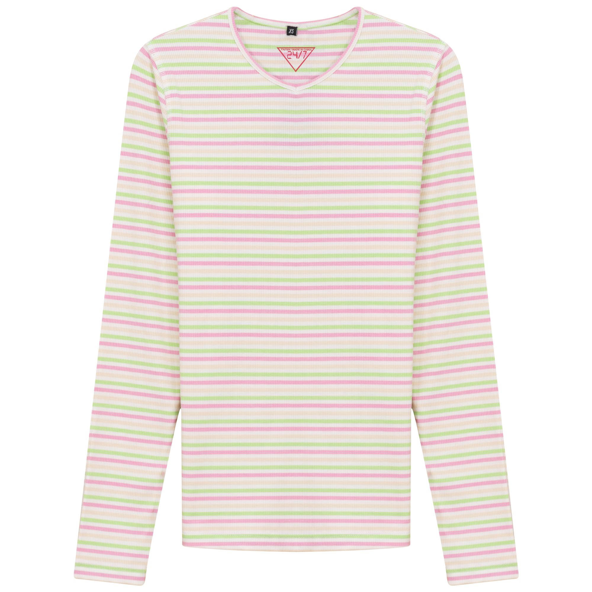 Striped V Neck Tee