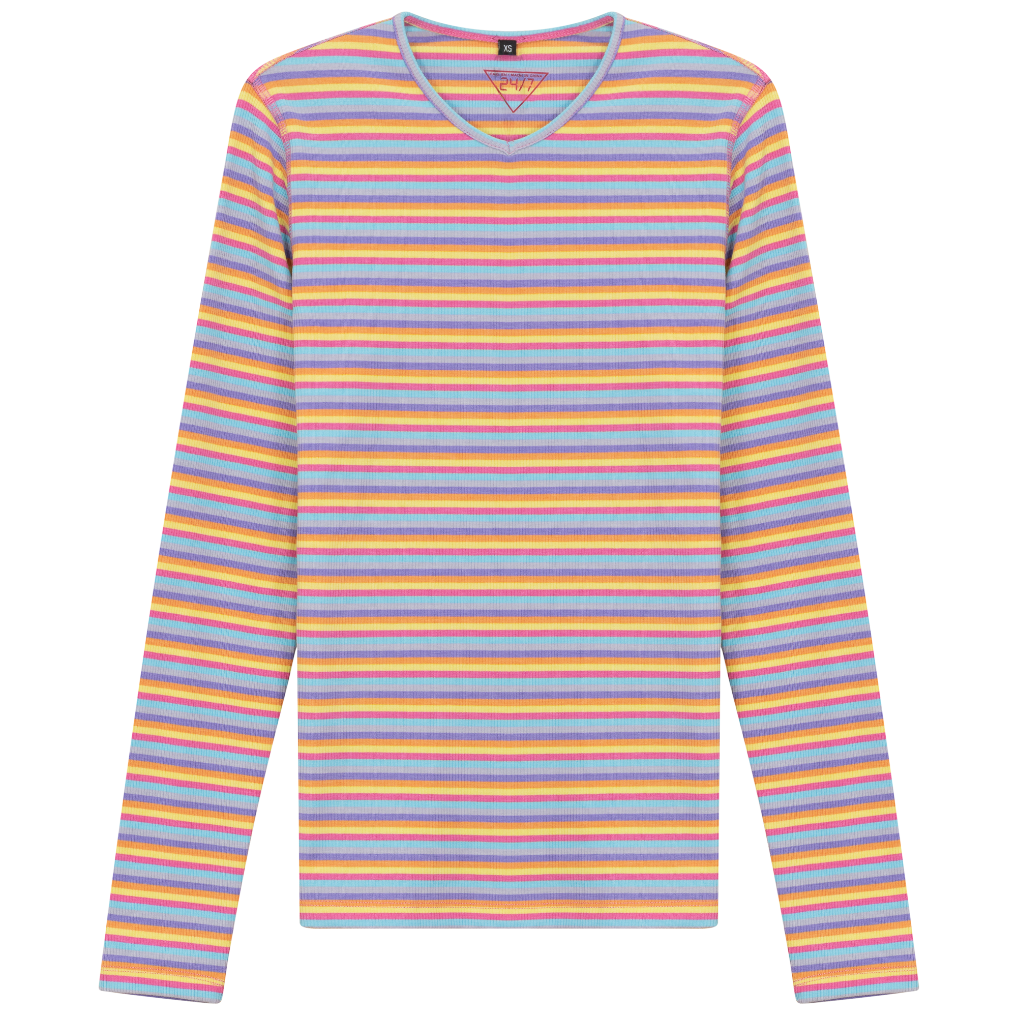 Striped V Neck Tee