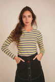 Striped V Neck Tee