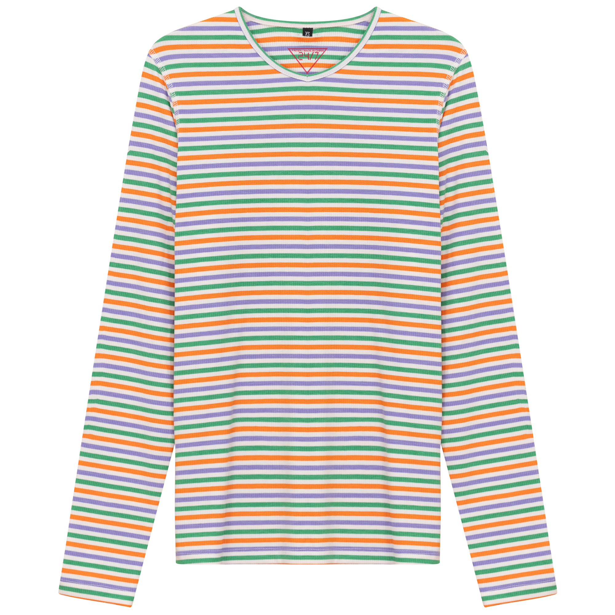 Striped V Neck Tee