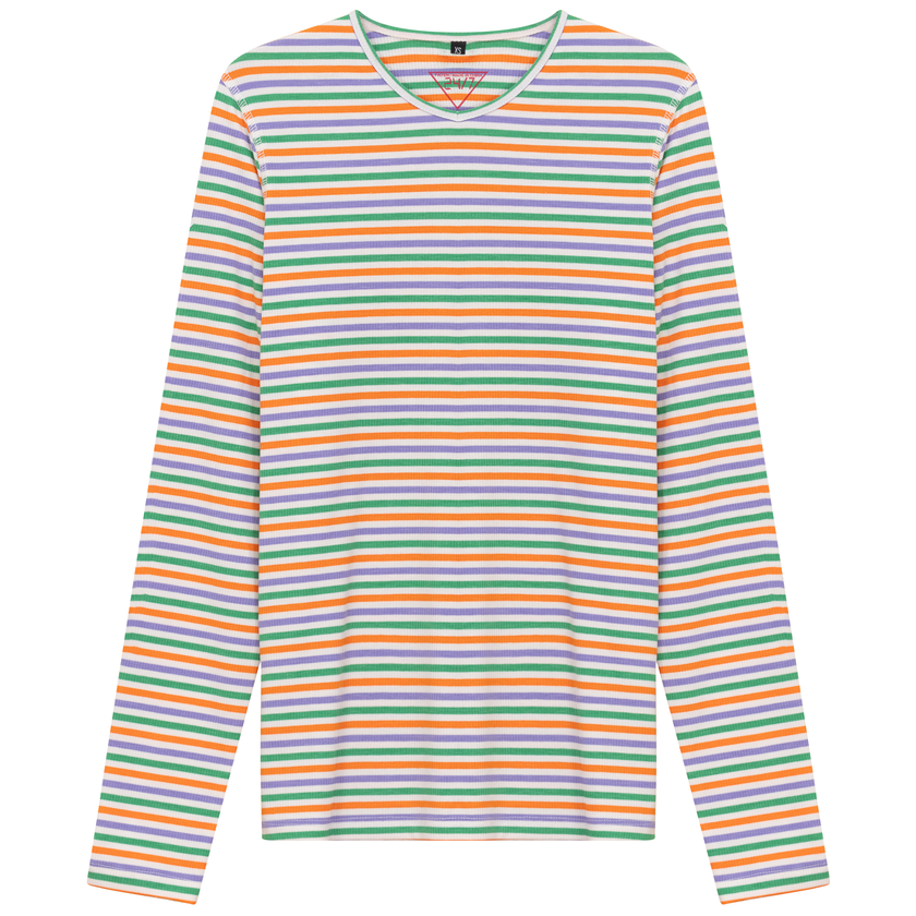 Striped V Neck Tee