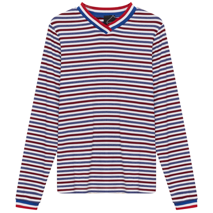 Striped Multi Color V Neck Tee