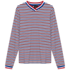 Striped Multi Color V Neck Tee