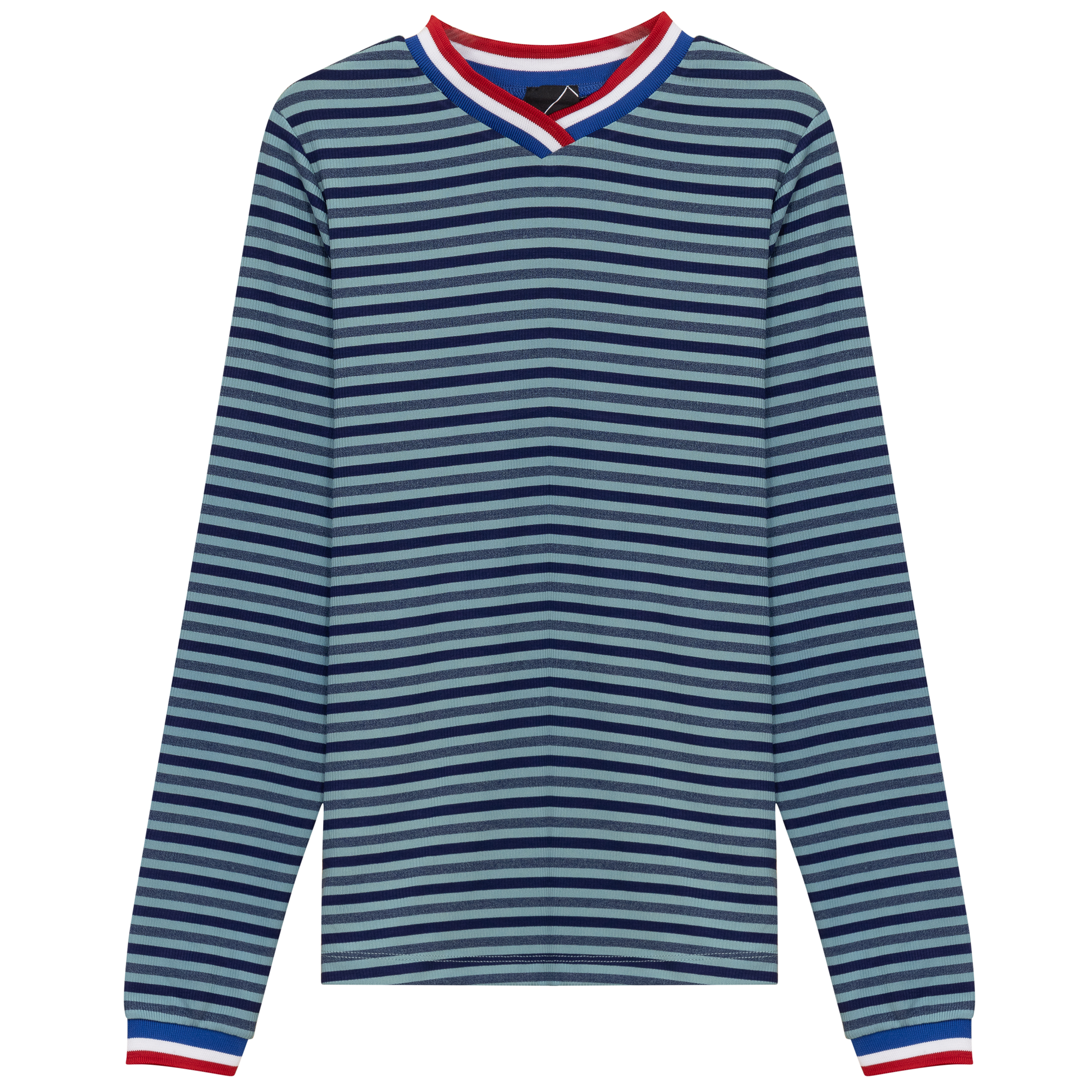 Striped Multi Color V Neck Tee