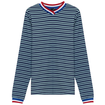 Striped Multi Color V Neck Tee