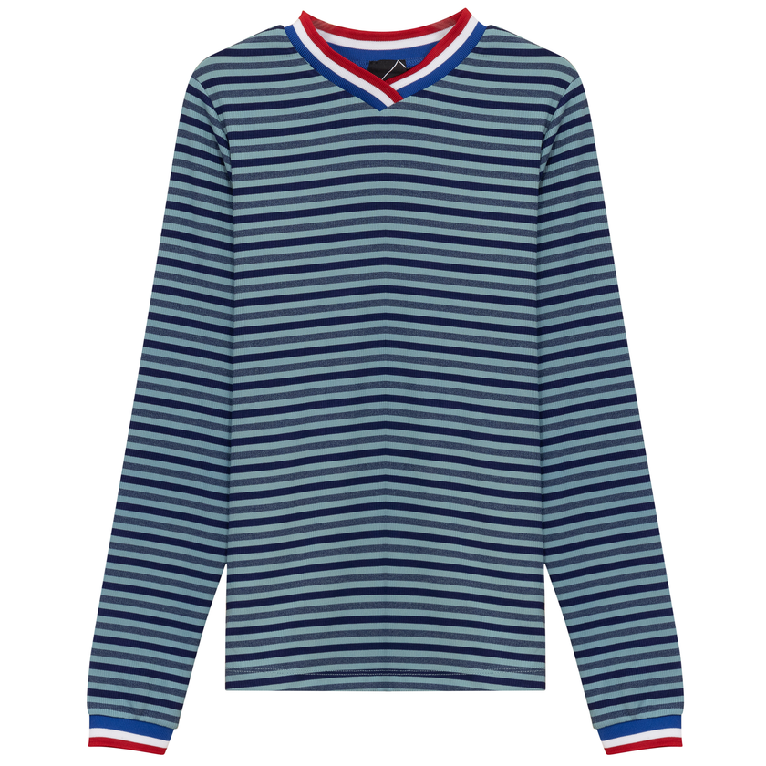 Striped Multi Color V Neck Tee