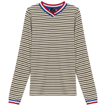 Striped Multi Color V Neck Tee