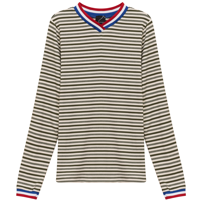 Striped Multi Color V Neck Tee
