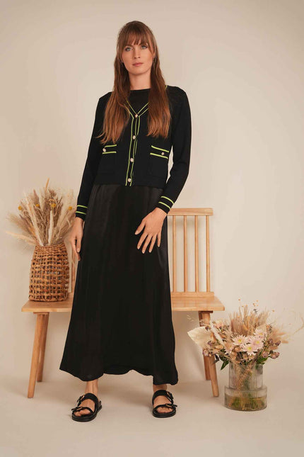 Knit Contrast Stripe Cardigan