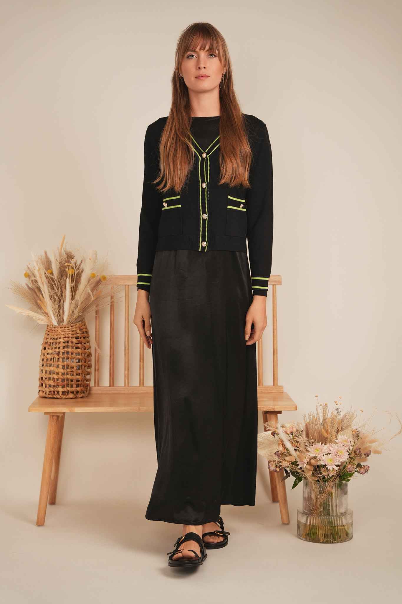 Knit Contrast Stripe Cardigan