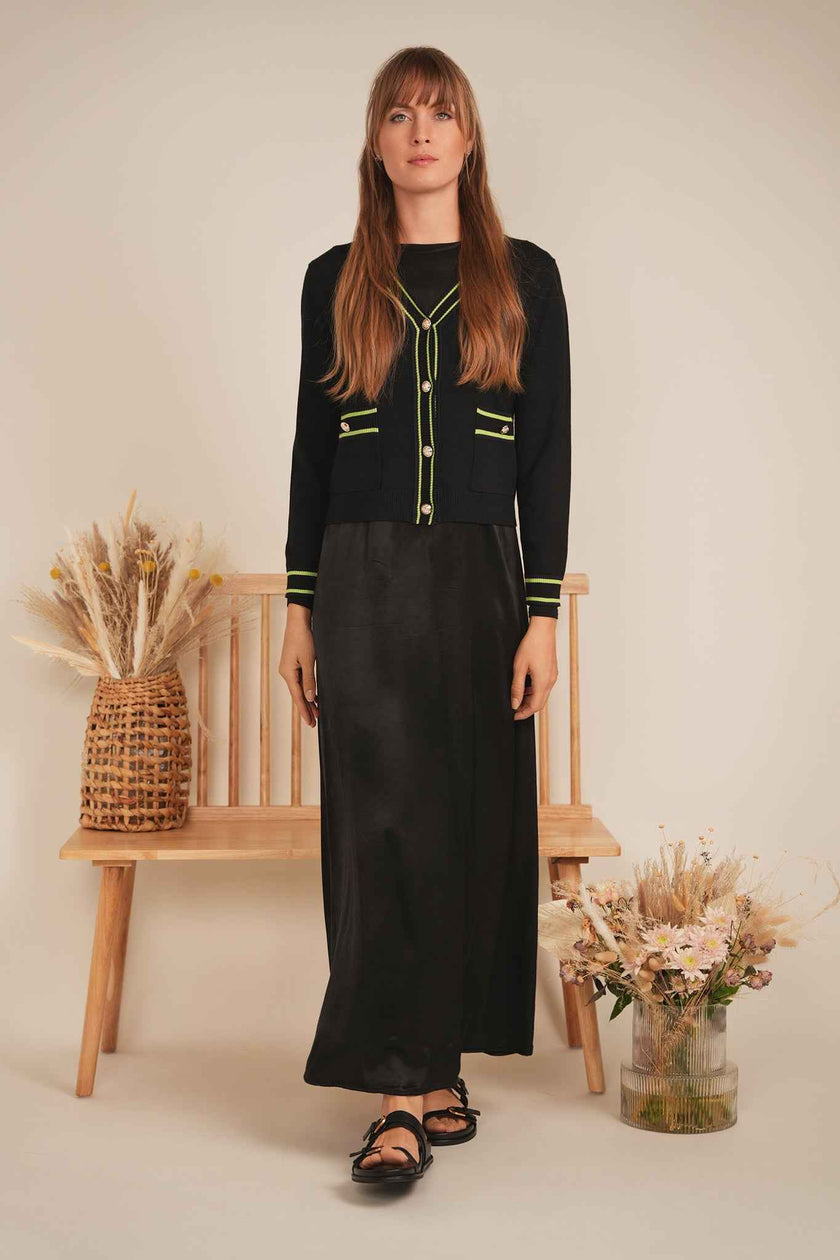 Knit Contrast Stripe Cardigan