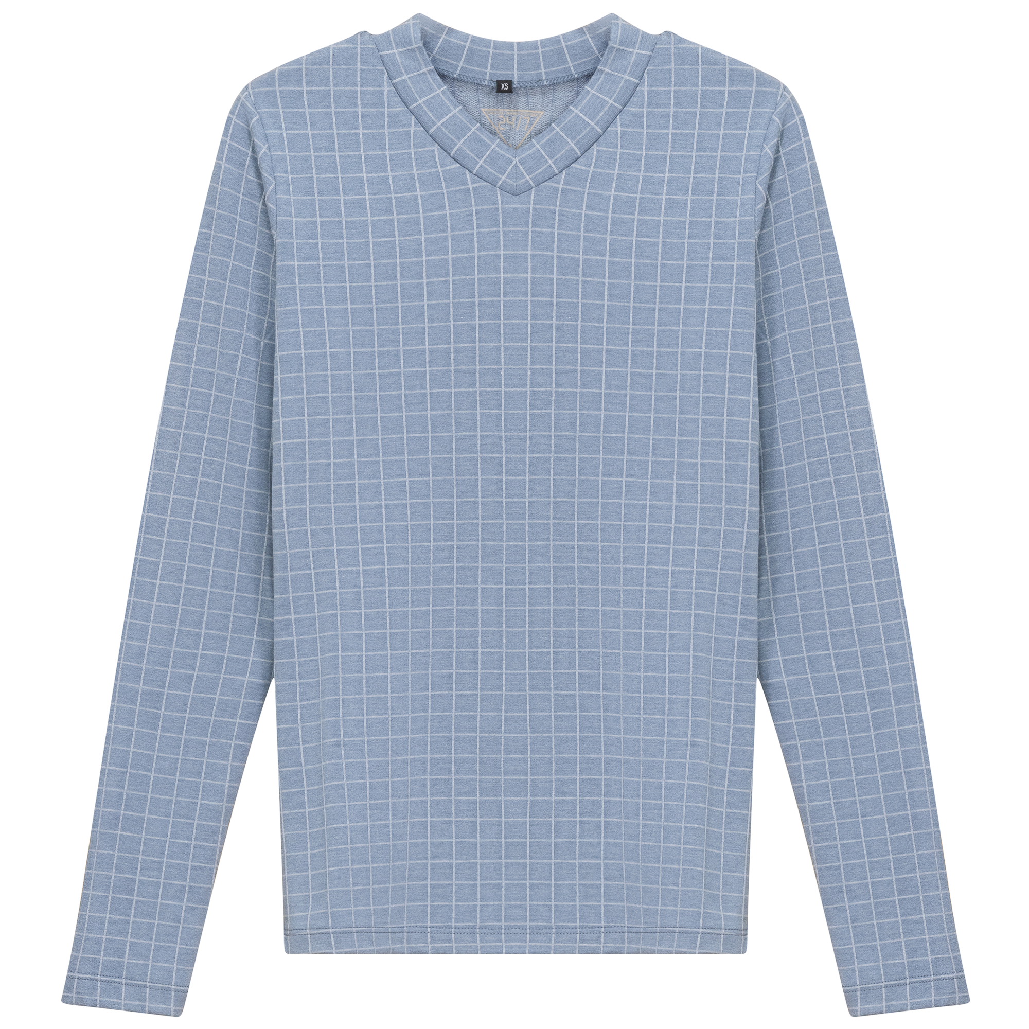 Checkered V Neck Cotton Tee