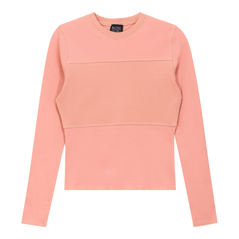 Ribbed Solid Stitching Tee