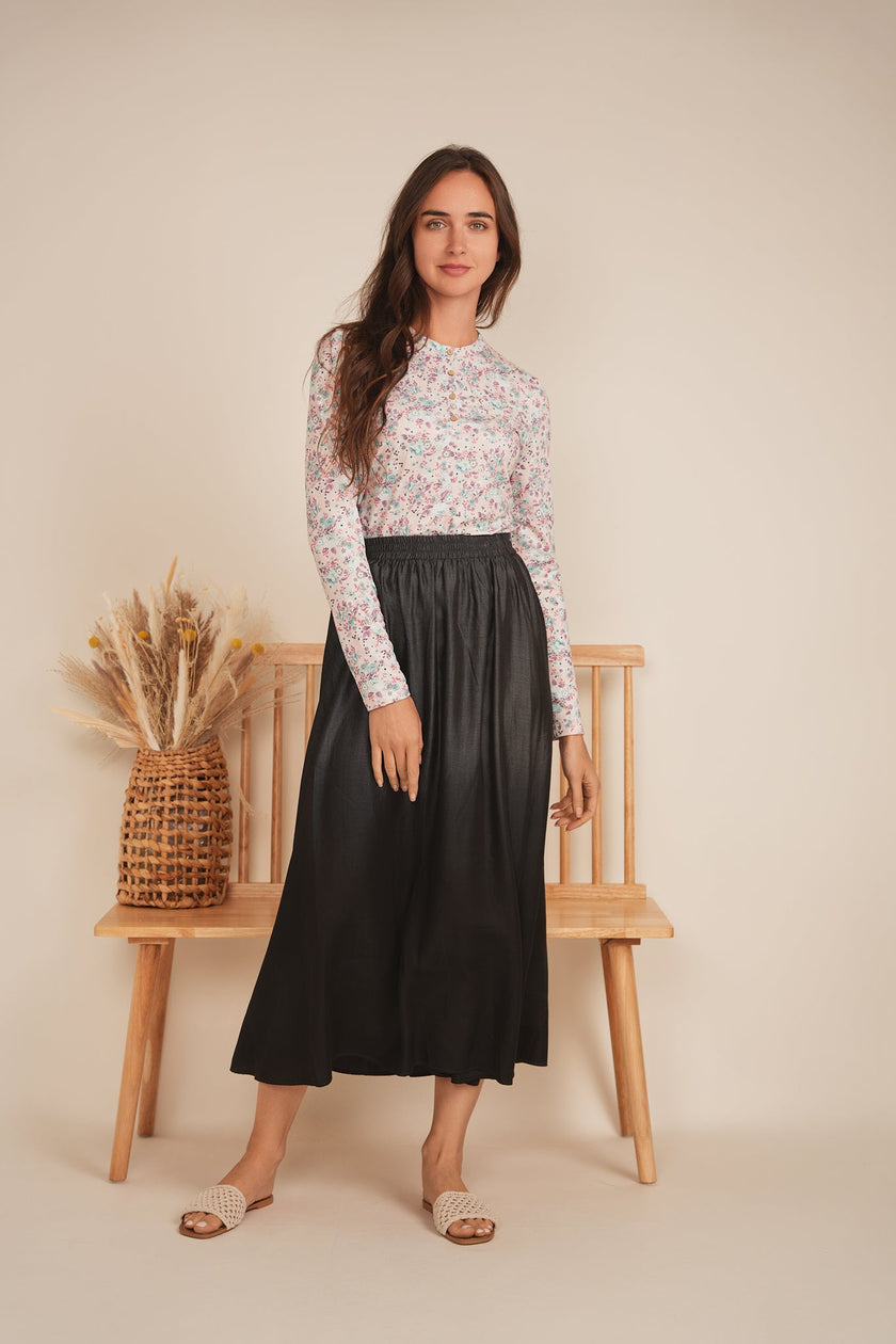 Henley Front Floral Tee