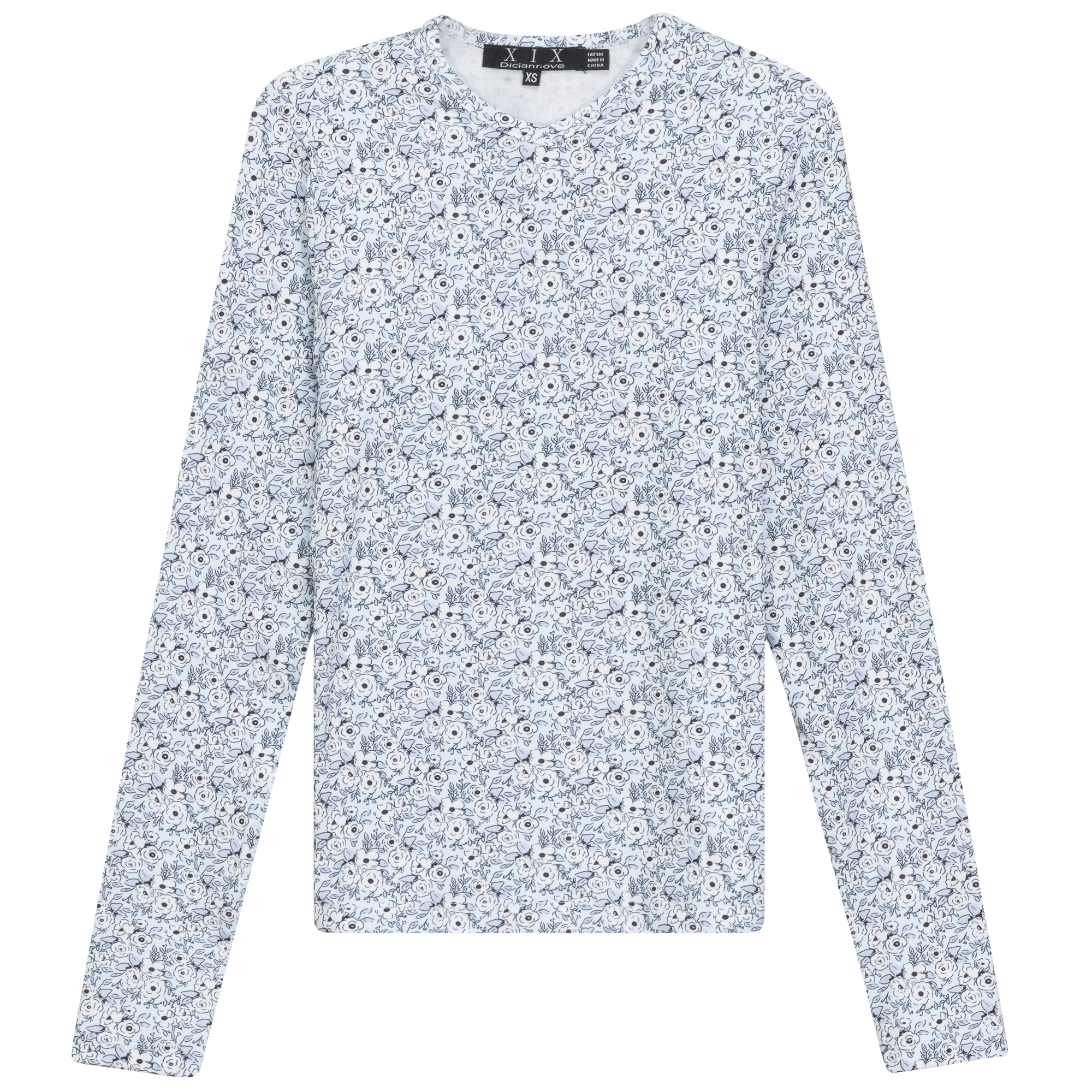 Printed V Neck Long Sleeve Tee