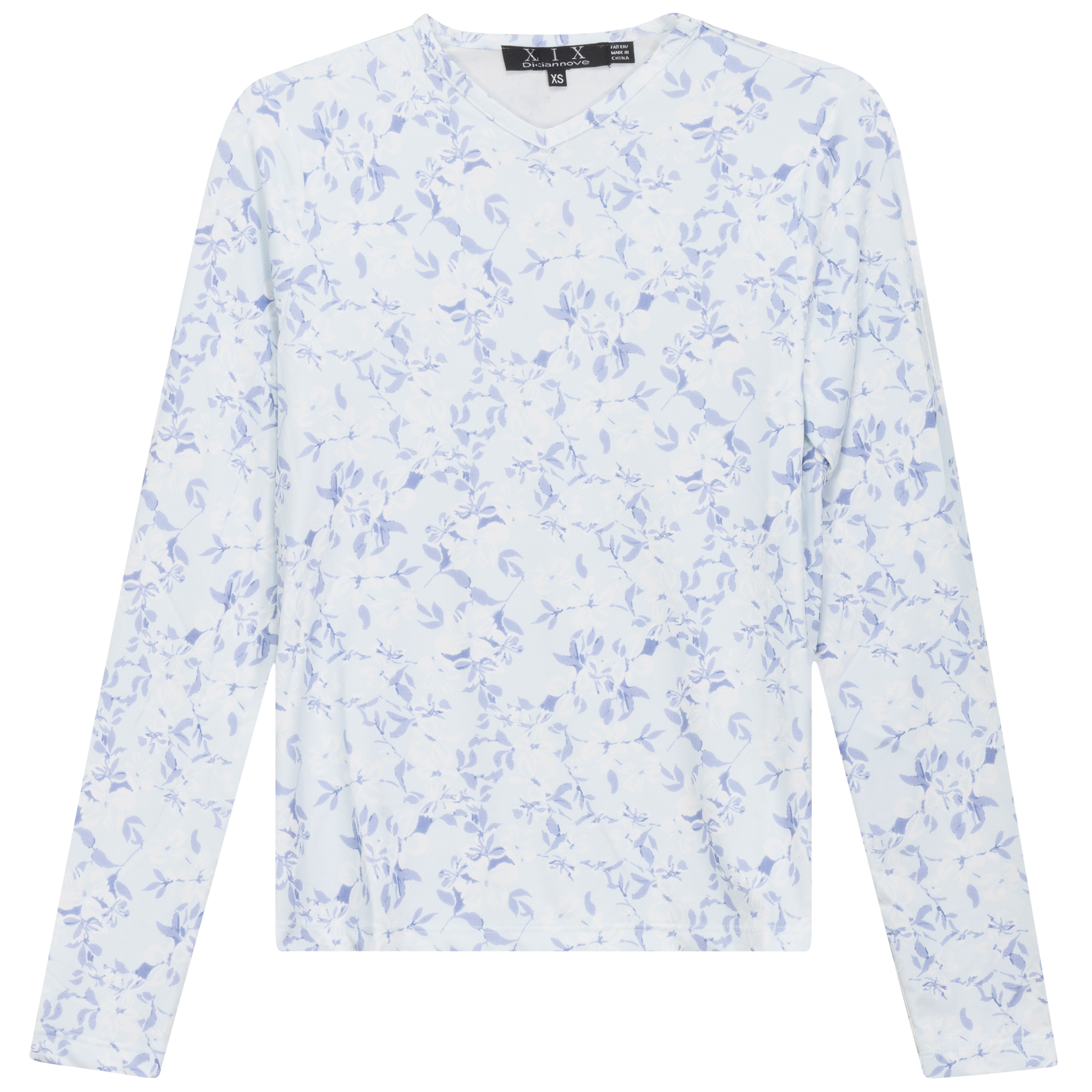 Printed V Neck Long Sleeve Tee
