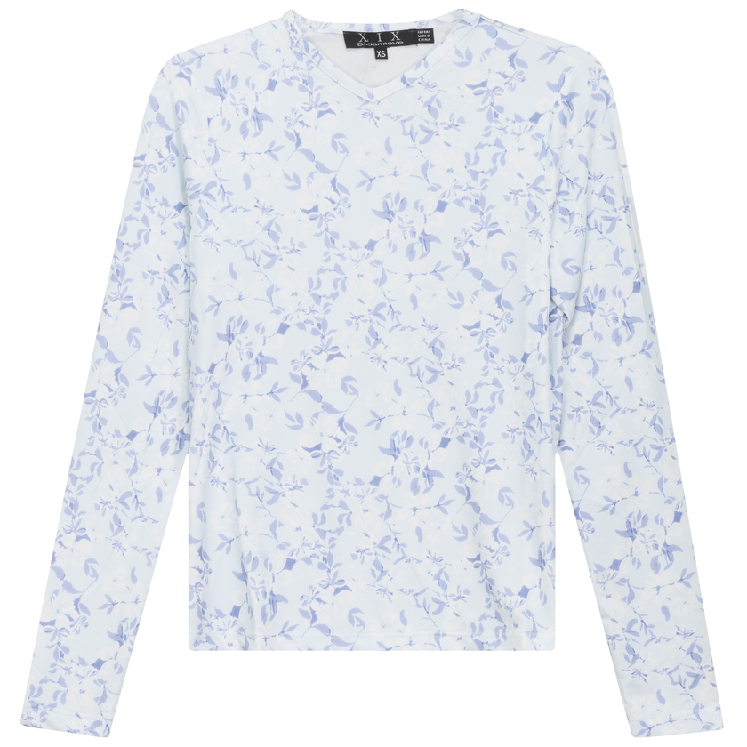 Printed V Neck Long Sleeve Tee