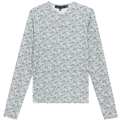 Printed V Neck Long Sleeve Tee