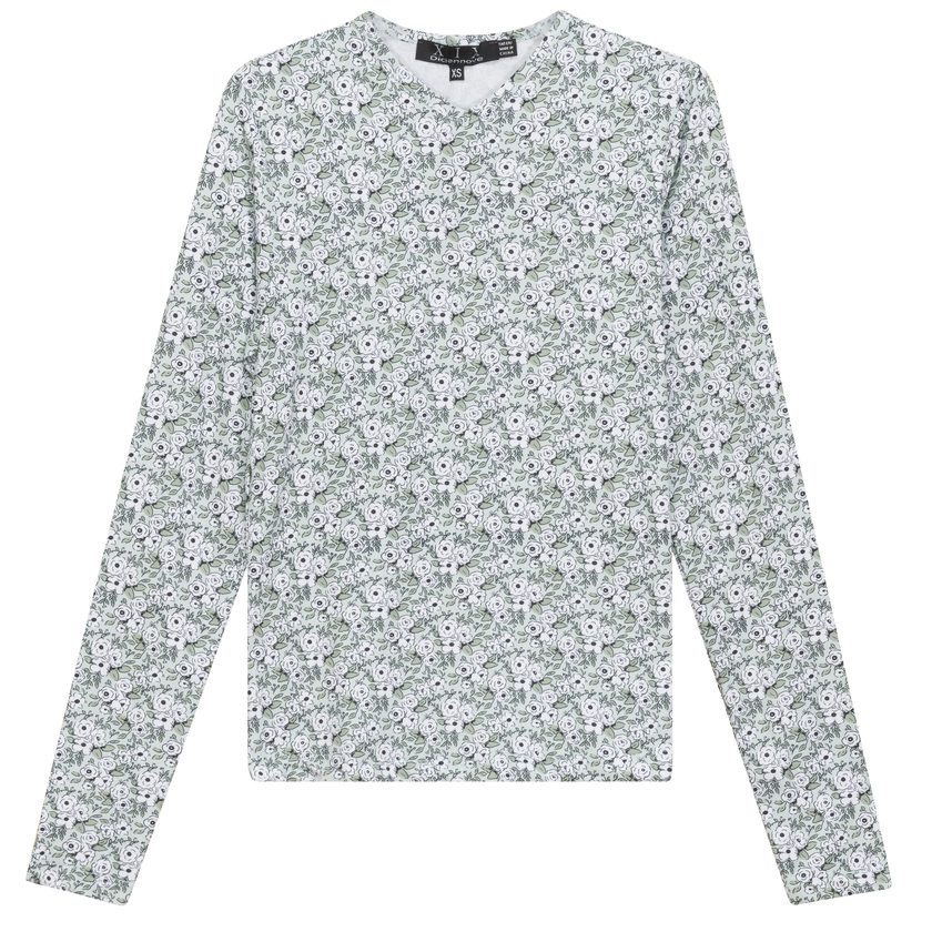 Printed V Neck Long Sleeve Tee