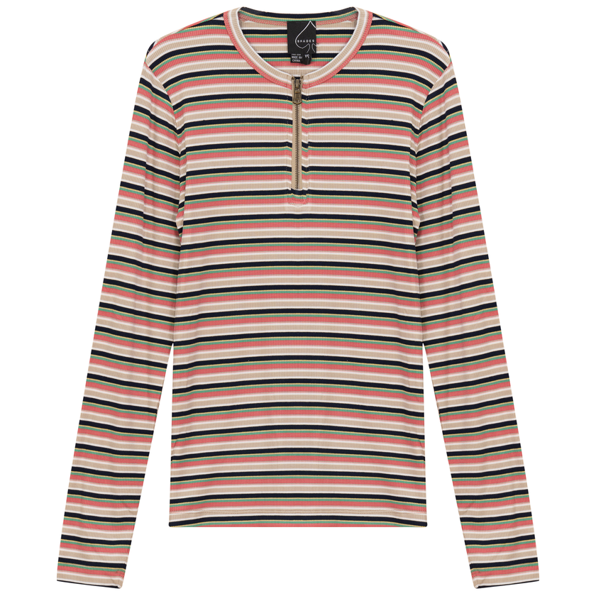 Ribbed Striped Henley Tee