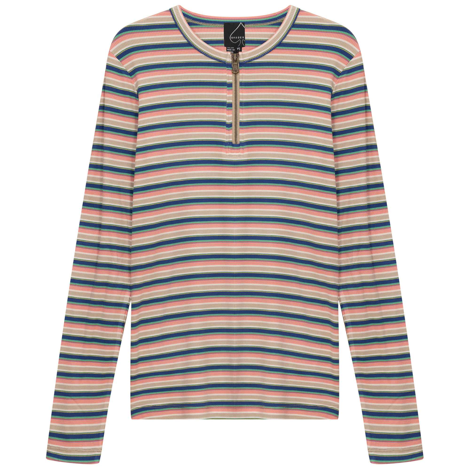 Ribbed Striped Henley Tee