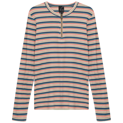 Ribbed Striped Henley Tee